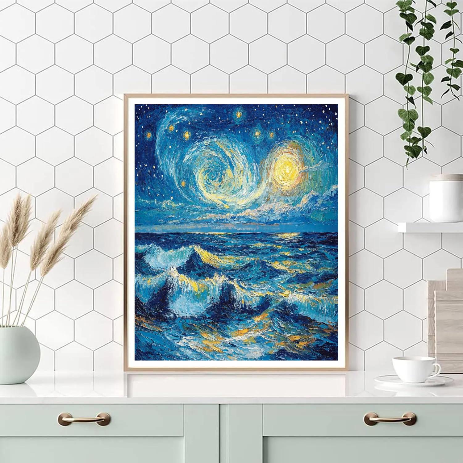 Vincent Van Gogh Inspired Starry Ocean Paint by numbers kits