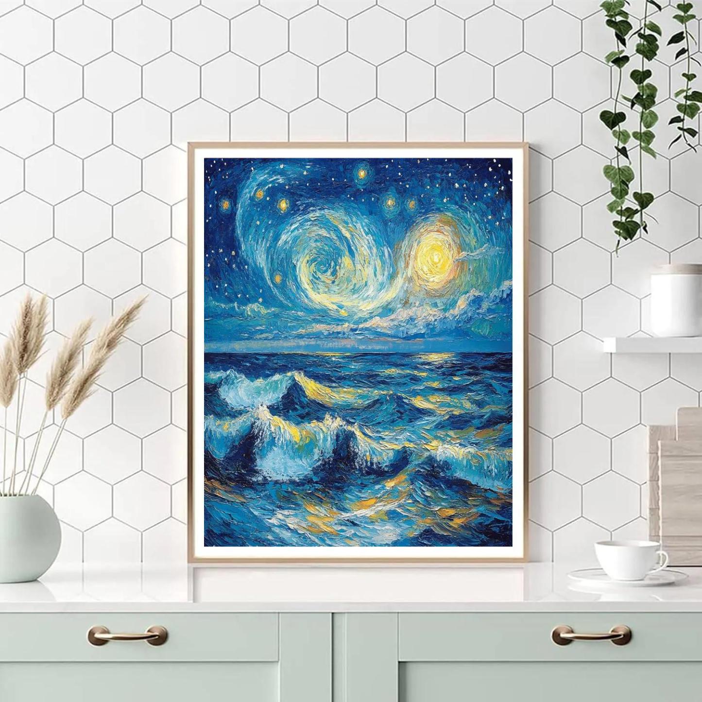 Vincent Van Gogh Inspired Starry Ocean Paint by numbers kits