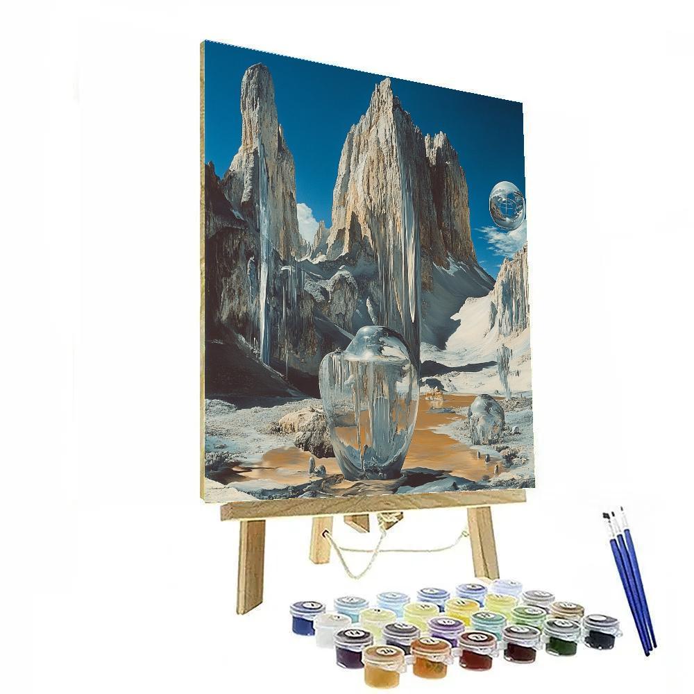 Salvador Dali Inspired Surreal Mountain Number painting