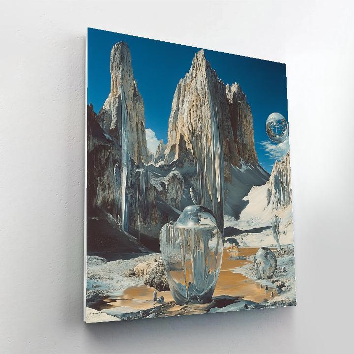 Salvador Dali Inspired Surreal Mountain Number painting