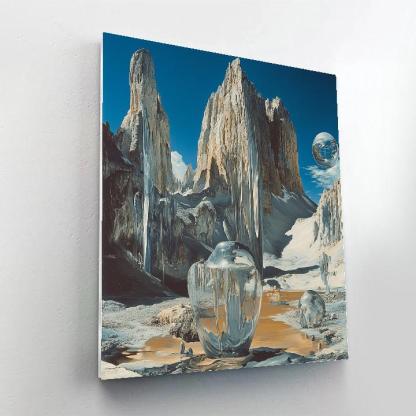Salvador Dali Inspired Surreal Mountain Number painting