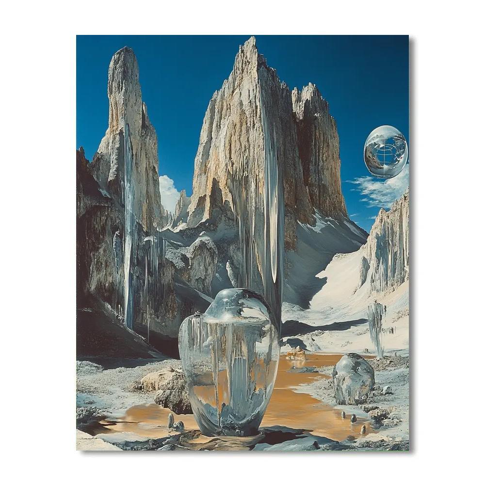 Salvador Dali Inspired Surreal Mountain Number painting
