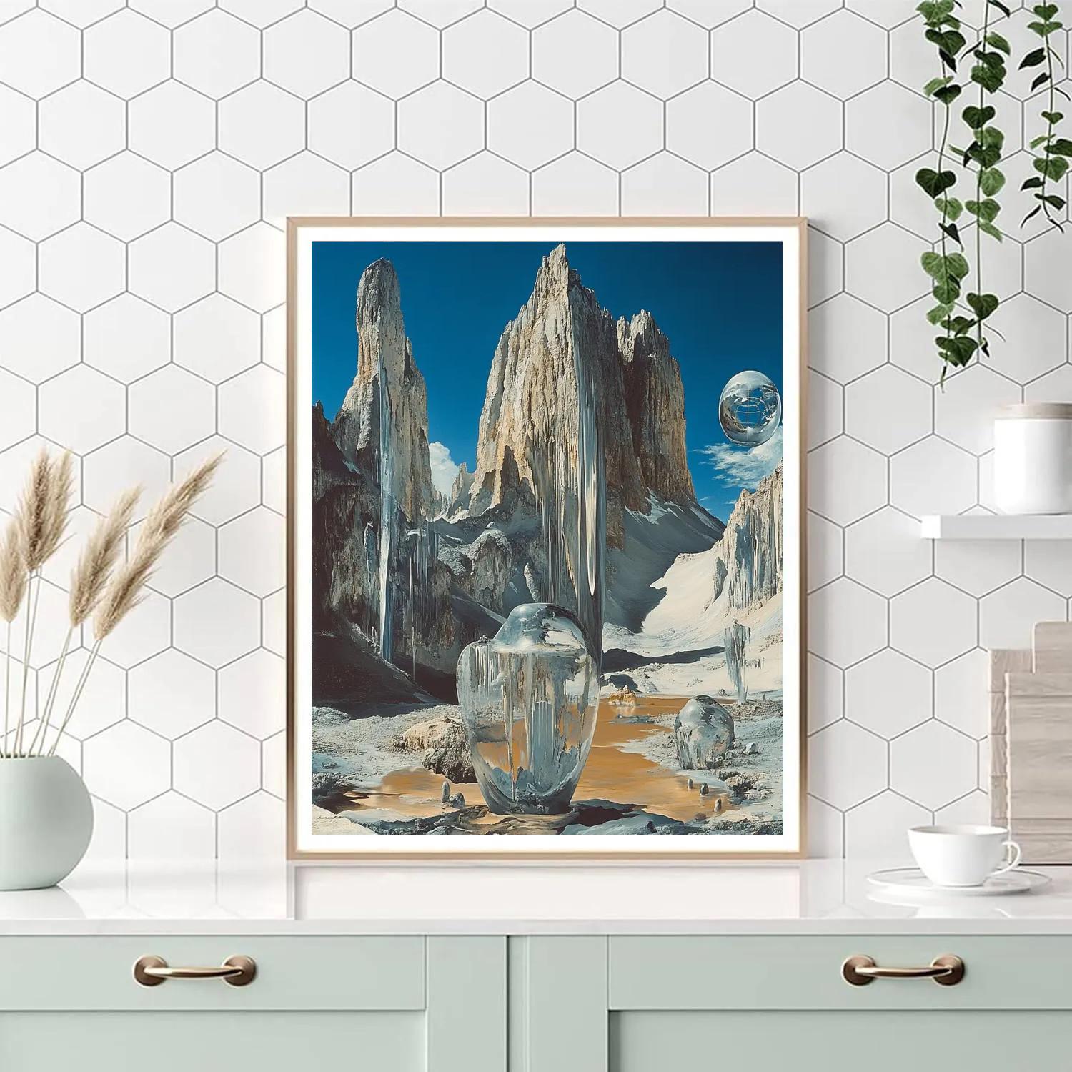 Salvador Dali Inspired Surreal Mountain Number painting