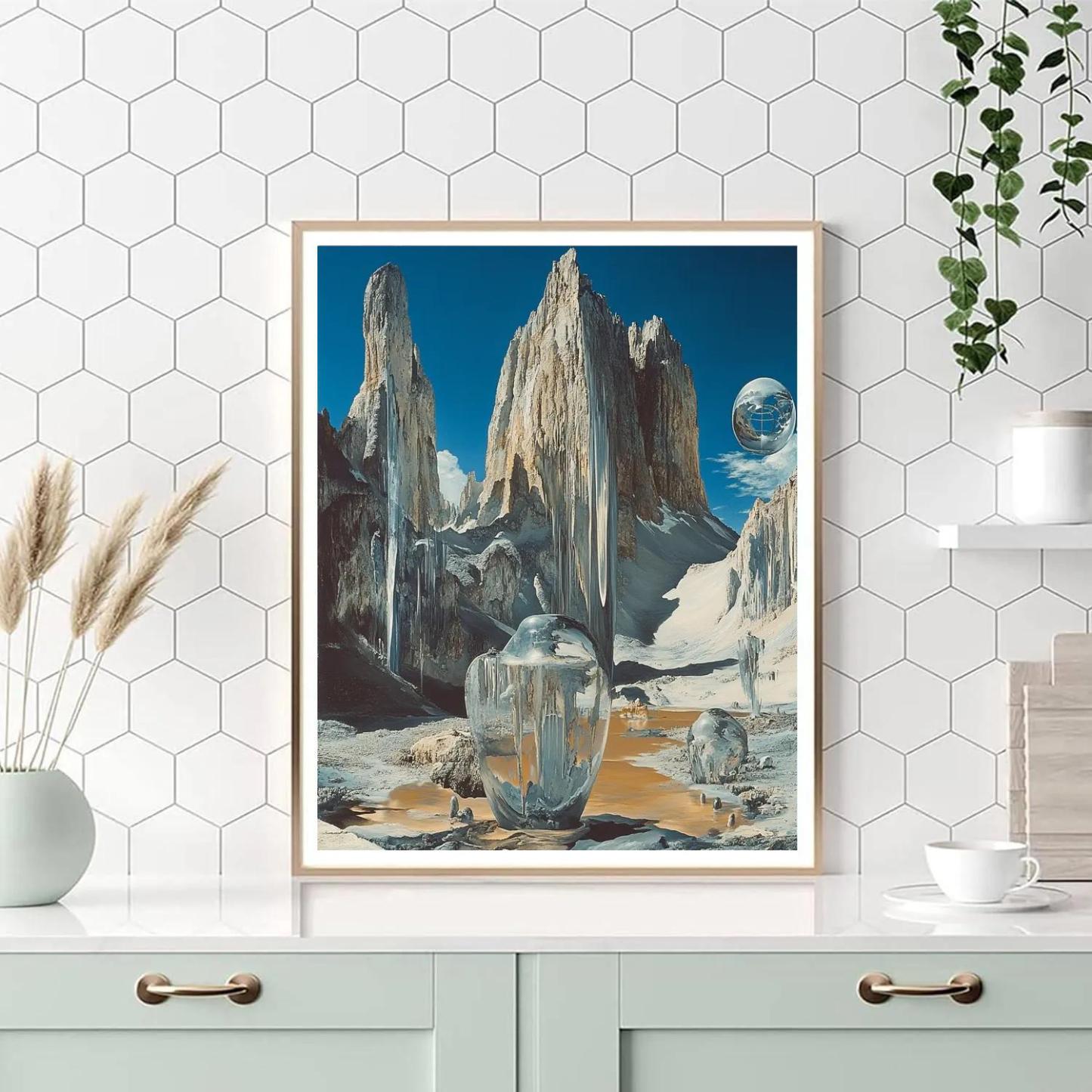 Salvador Dali Inspired Surreal Mountain Number painting