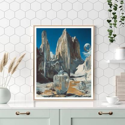 Salvador Dali Inspired Surreal Mountain Number painting