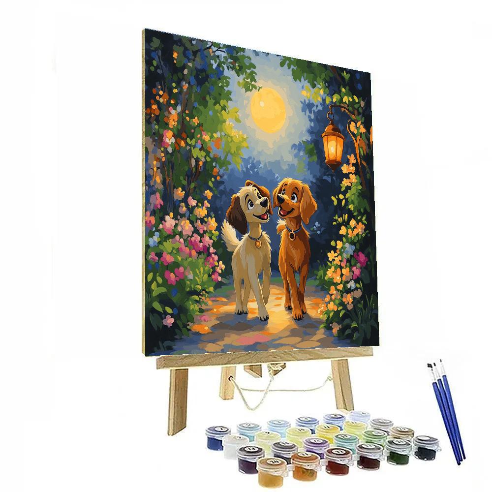 Lady And Tramp’s Evening Stroll Disney Inspired paint by number