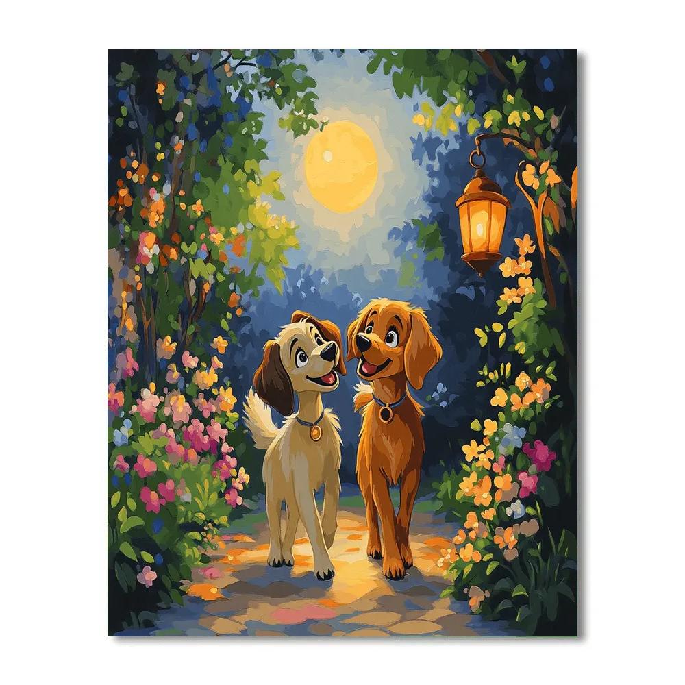 Lady And Tramp’s Evening Stroll Disney Inspired paint by number