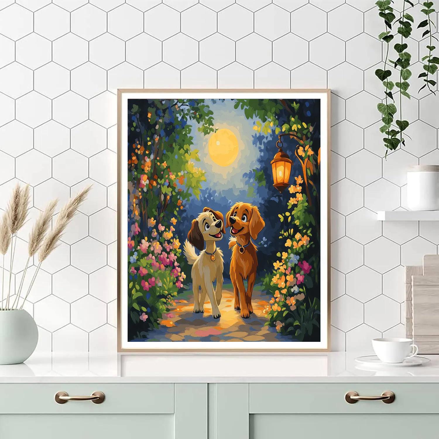 Lady And Tramp’s Evening Stroll Disney Inspired paint by number