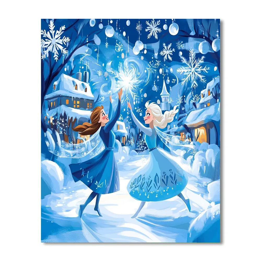 Anna And Elsa’s Snowflake Festival Dance Disney Inspired Paint by numbers art
