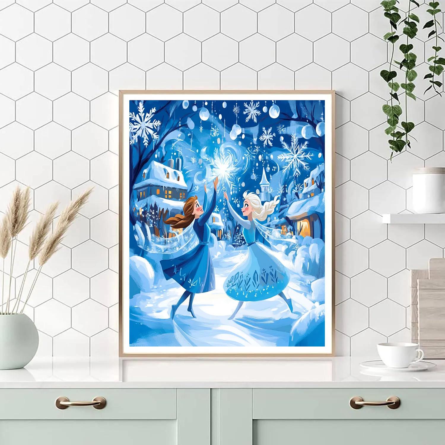 Anna And Elsa’s Snowflake Festival Dance Disney Inspired Paint by numbers art