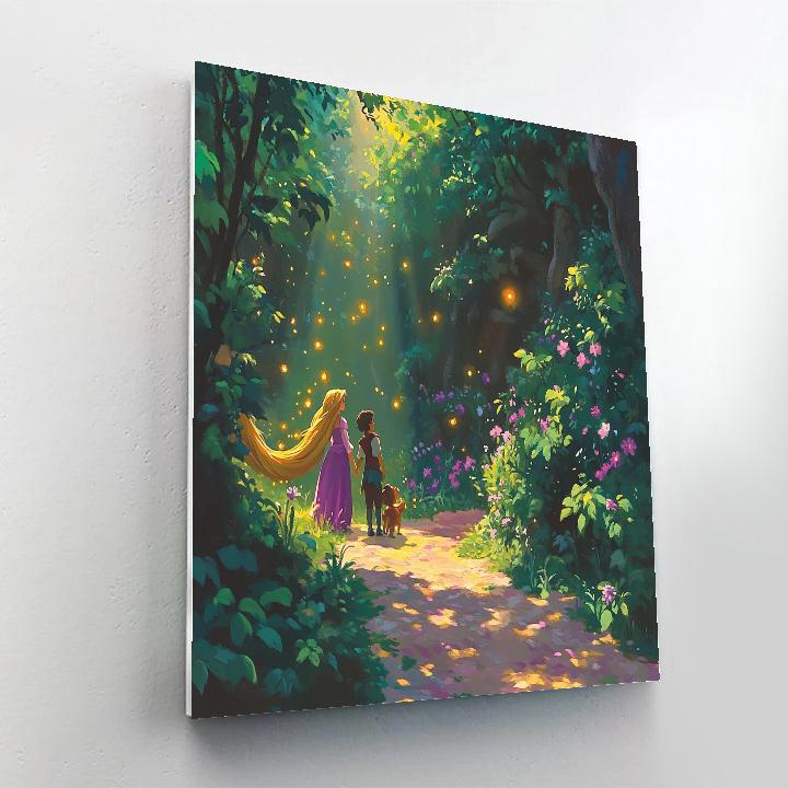 Rapunzel And Pascal’s Magical Forest Stroll Disney Inspired DIY paint by numbers