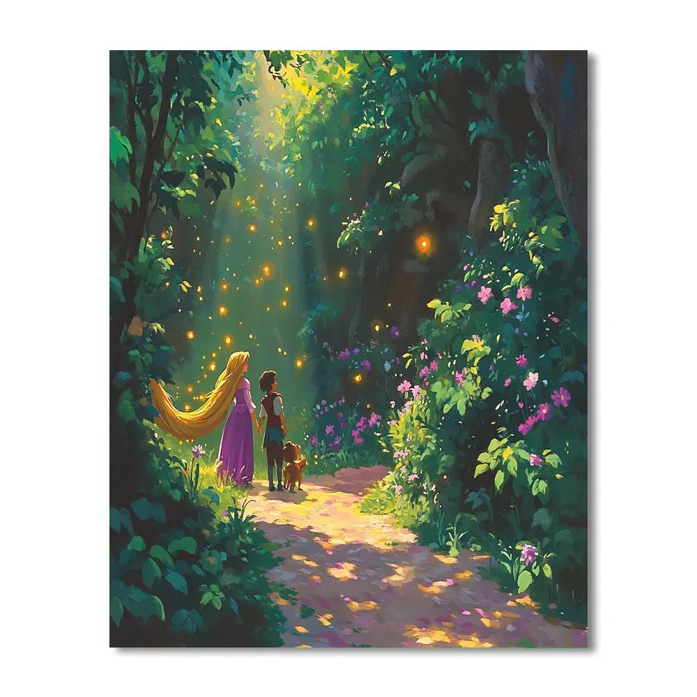 Rapunzel And Pascal’s Magical Forest Stroll Disney Inspired DIY paint by numbers