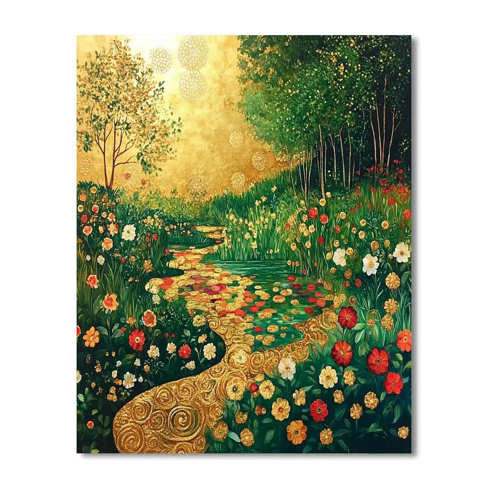 Gustav Klimt Inspired Golden Garden Number painting