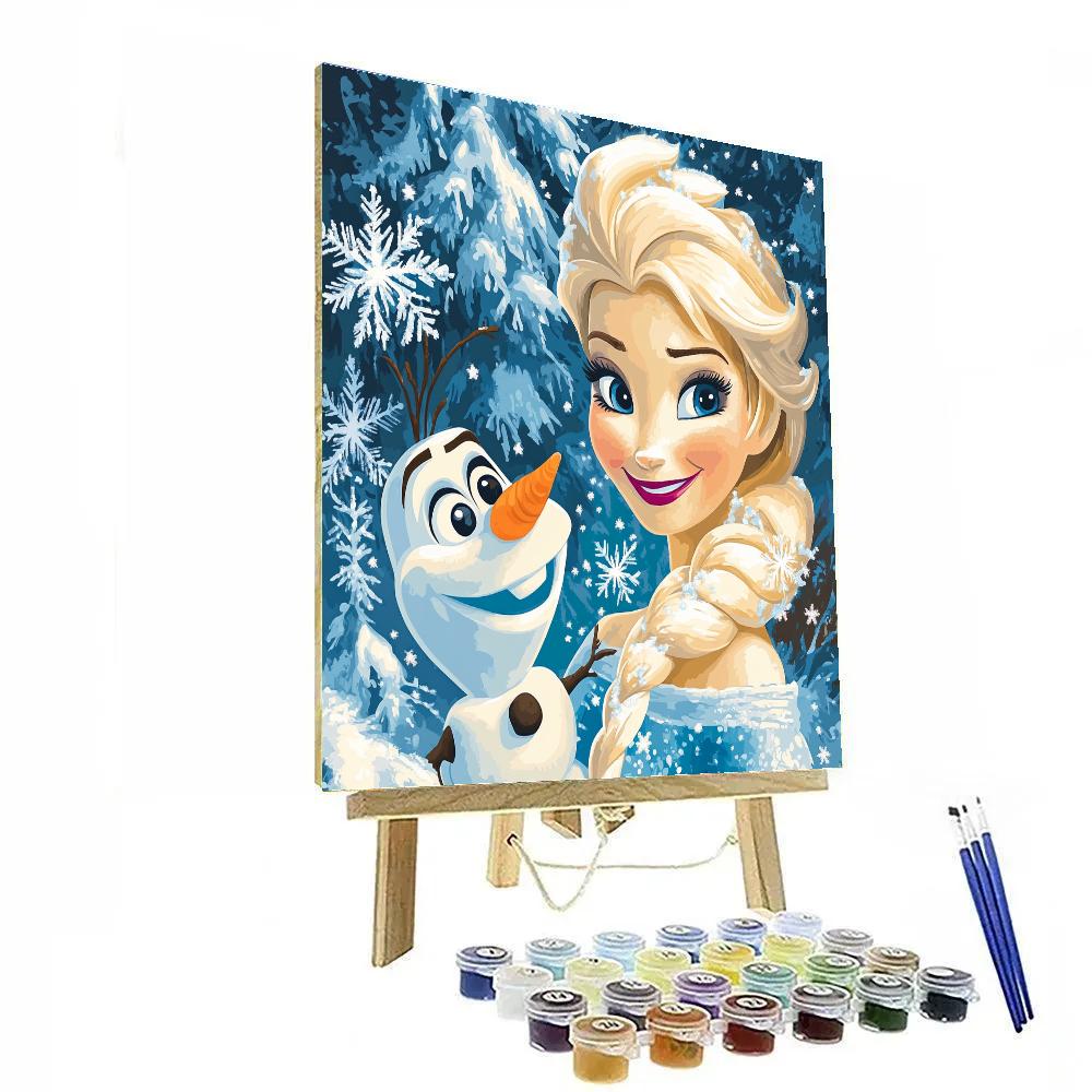 Elsa And Olaf’s Snowy Friendship Moment Disney Inspired paint by color