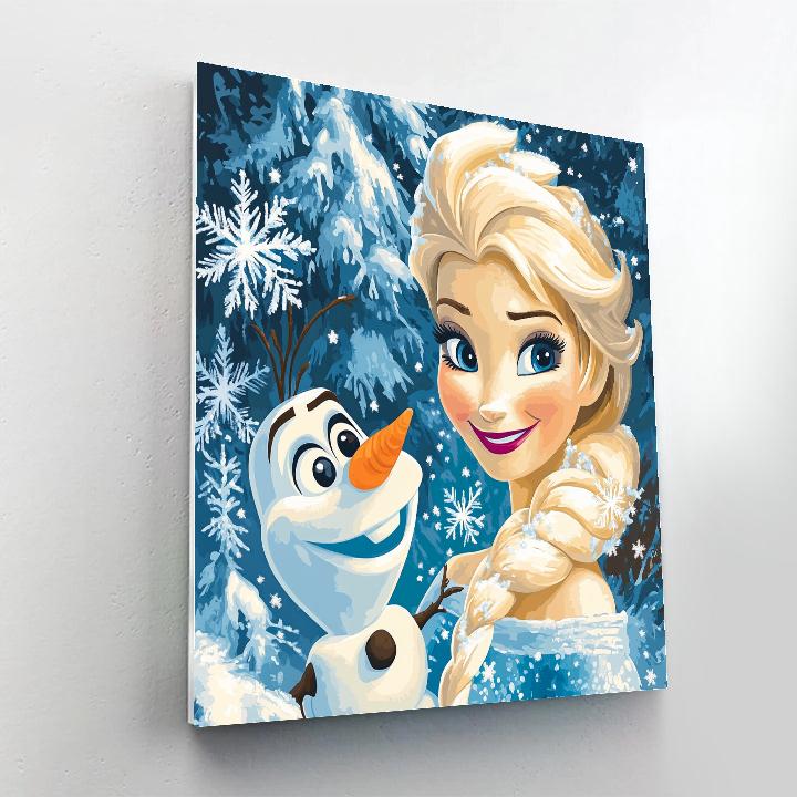 Elsa And Olaf’s Snowy Friendship Moment Disney Inspired paint by color