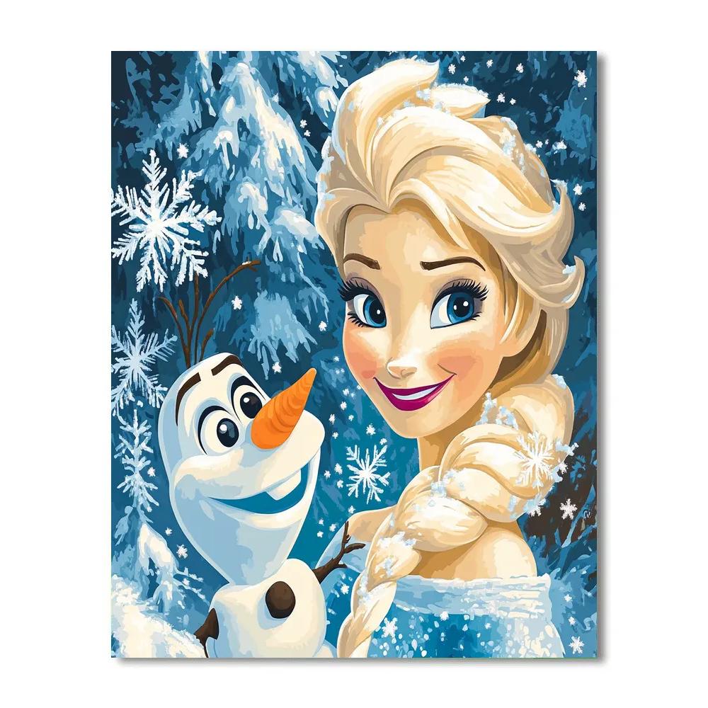 Elsa And Olaf’s Snowy Friendship Moment Disney Inspired paint by color