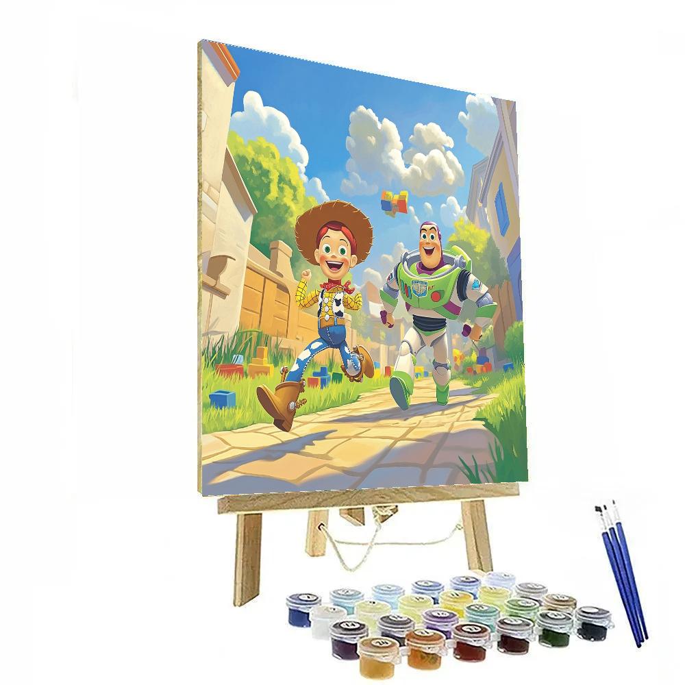 Buzz Lightyear And Woody’s Backyard Adventure Disney Inspired Number painting