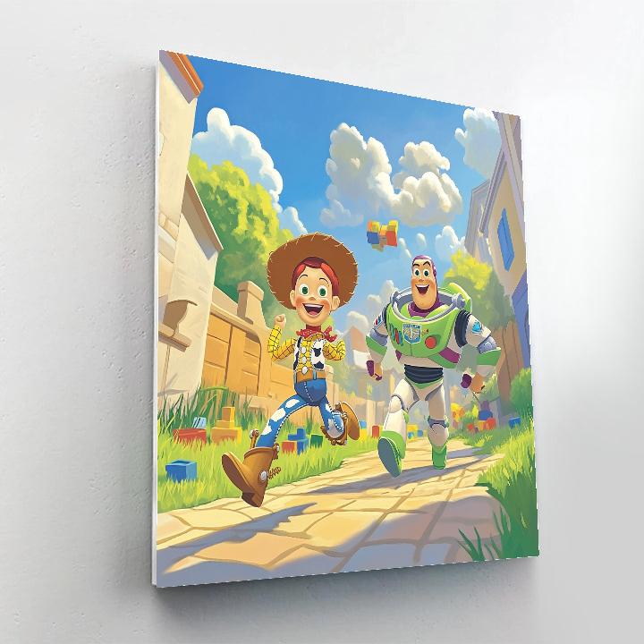 Buzz Lightyear And Woody’s Backyard Adventure Disney Inspired Number painting