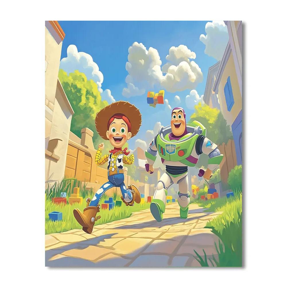 Buzz Lightyear And Woody’s Backyard Adventure Disney Inspired Number painting
