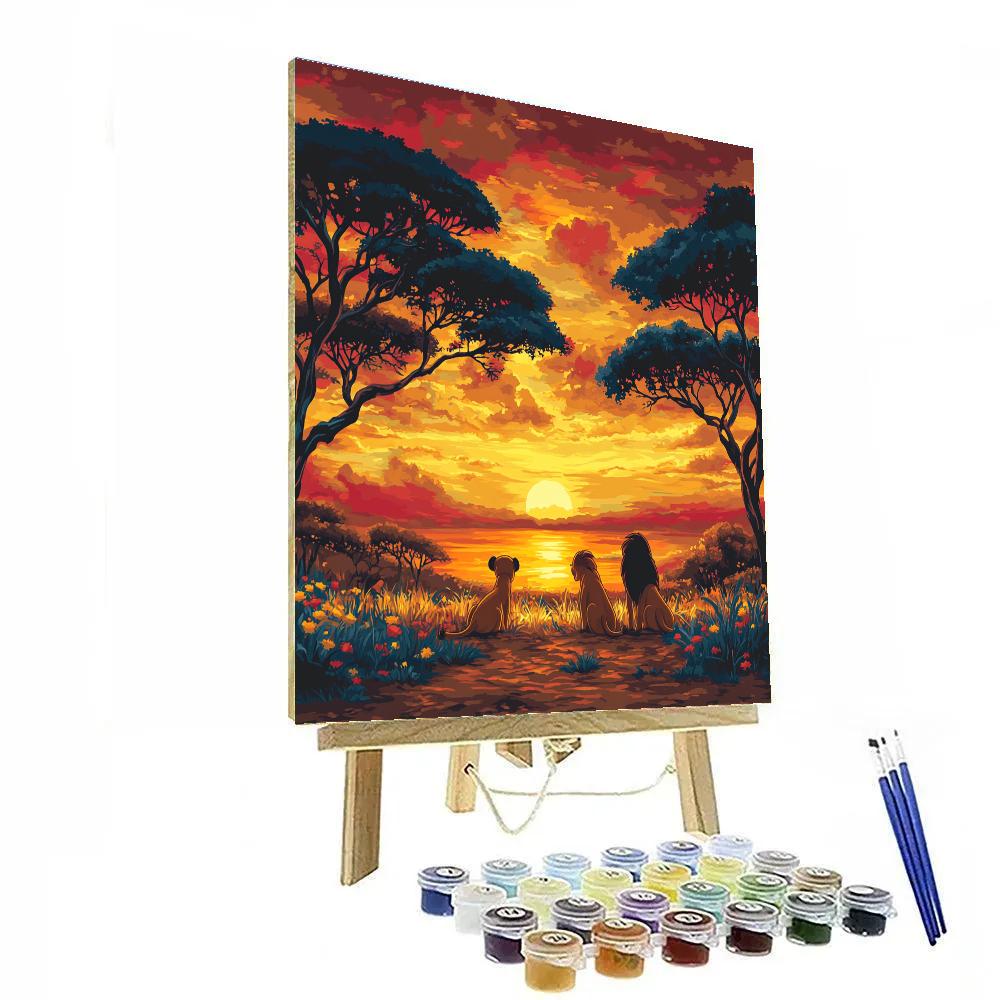 Simba And Timon’s Golden Savannah Evening Disney Inspired painting number kit