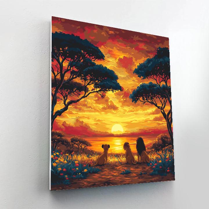 Simba And Timon’s Golden Savannah Evening Disney Inspired painting number kit