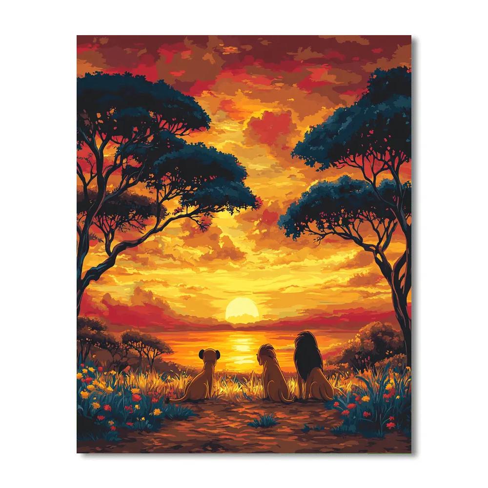 Simba And Timon’s Golden Savannah Evening Disney Inspired painting number kit