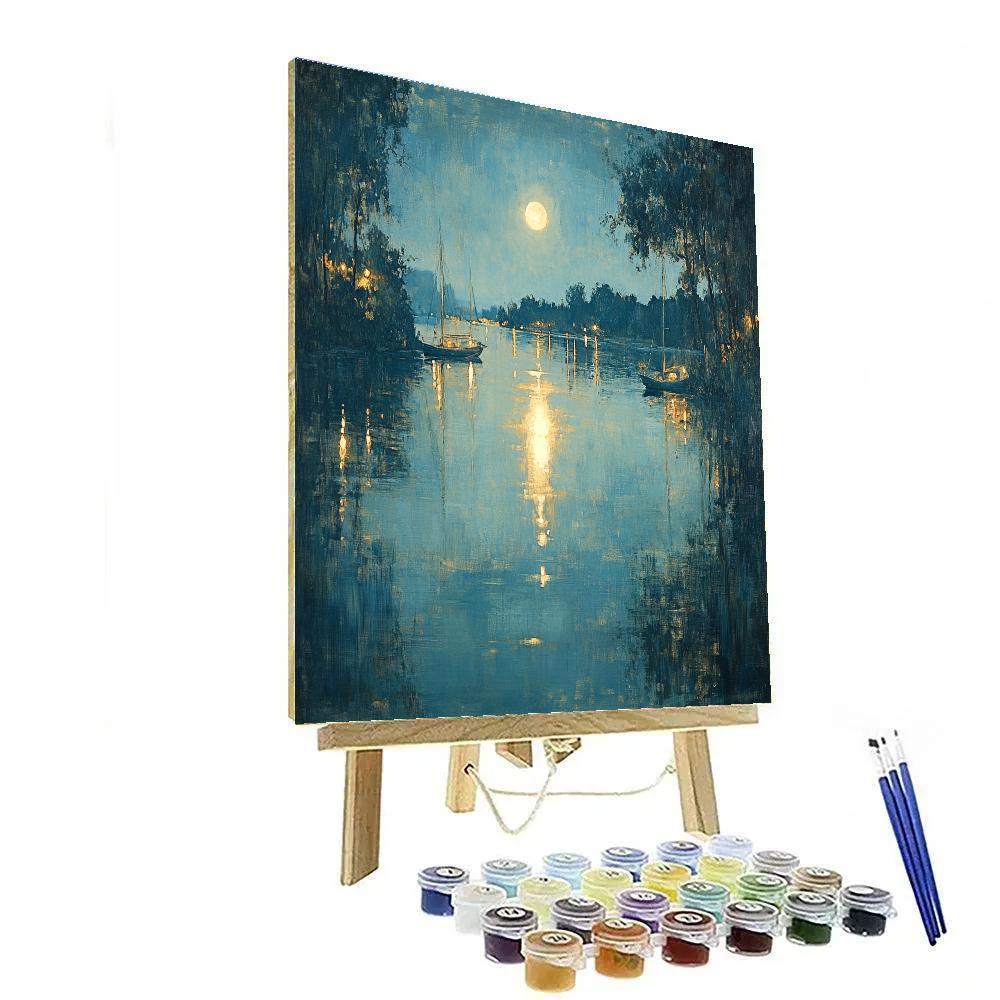 James Whistler Inspired Moonlit River DIY paint by numbers