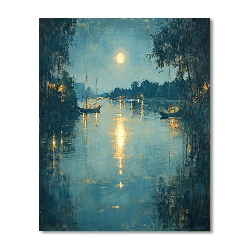 James Whistler Inspired Moonlit River DIY paint by numbers