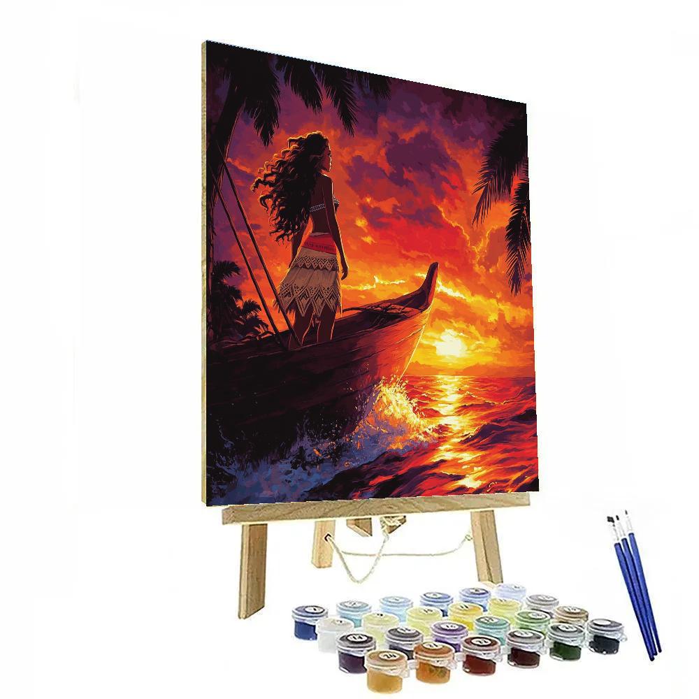 Moana’s Ocean Voyage At Sunset Disney Inspired Paint by numbers art