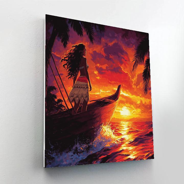 Moana’s Ocean Voyage At Sunset Disney Inspired Paint by numbers art