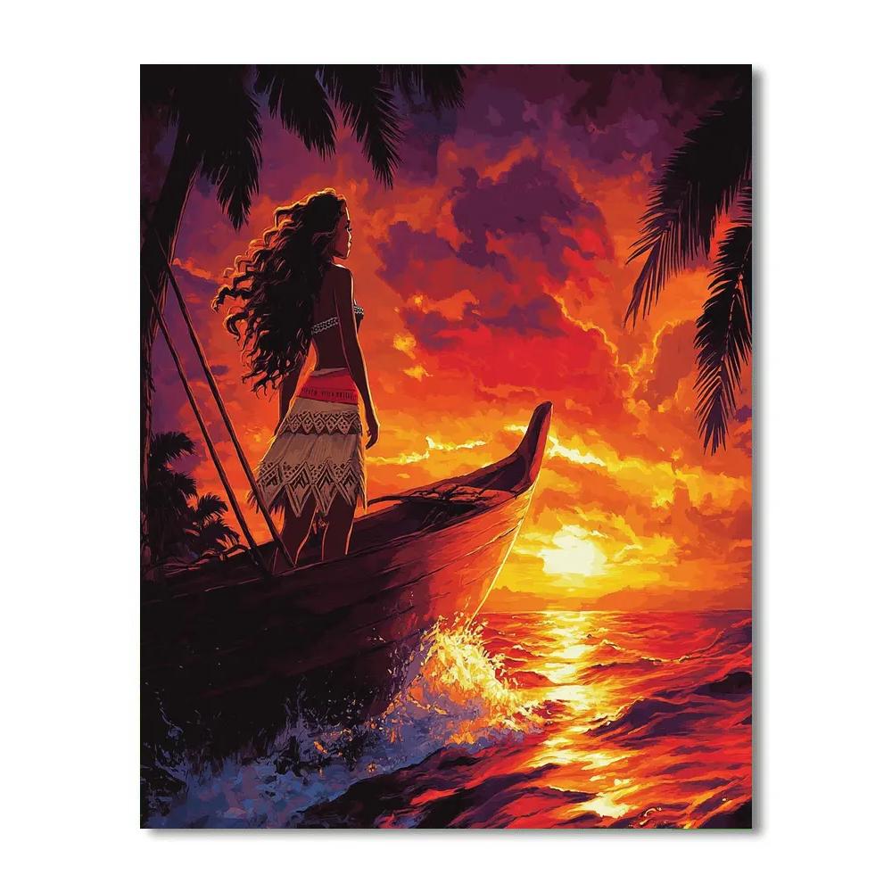 Moana’s Ocean Voyage At Sunset Disney Inspired Paint by numbers art