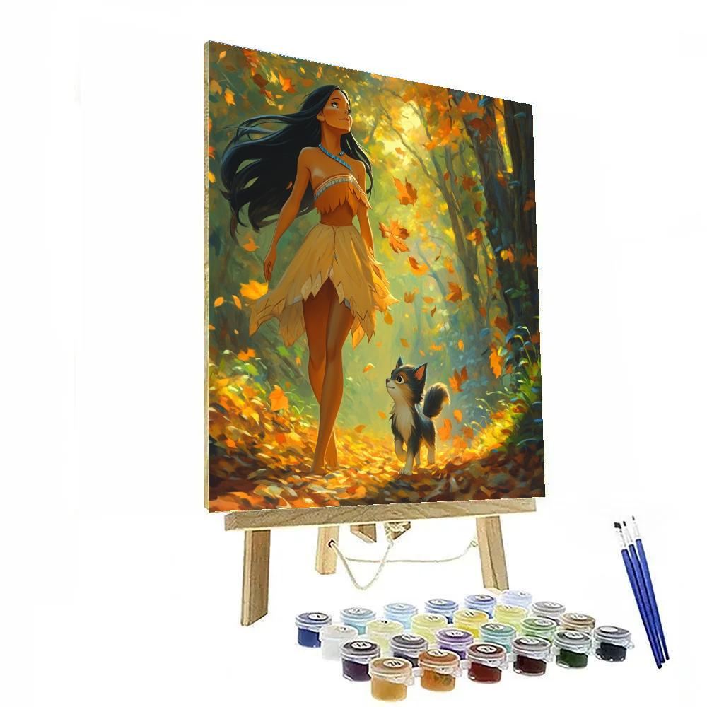 Pocahontas And Meeko’s Golden Autumn Stroll Disney Inspired DIY paint by numbers