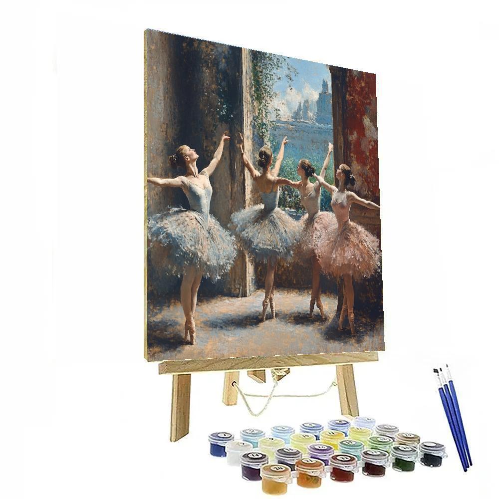 Edgar Degas Inspired Ballet Rehearsal paint by numbers