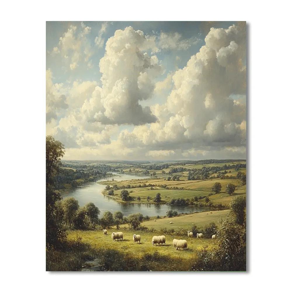 John Constable Inspired Pastoral Scene Number painting