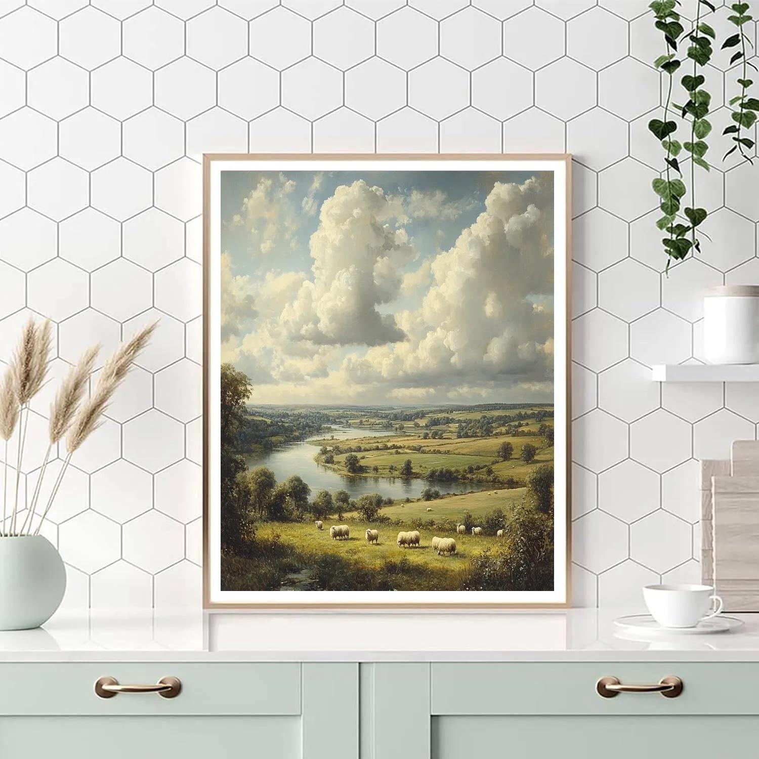 John Constable Inspired Pastoral Scene Number painting