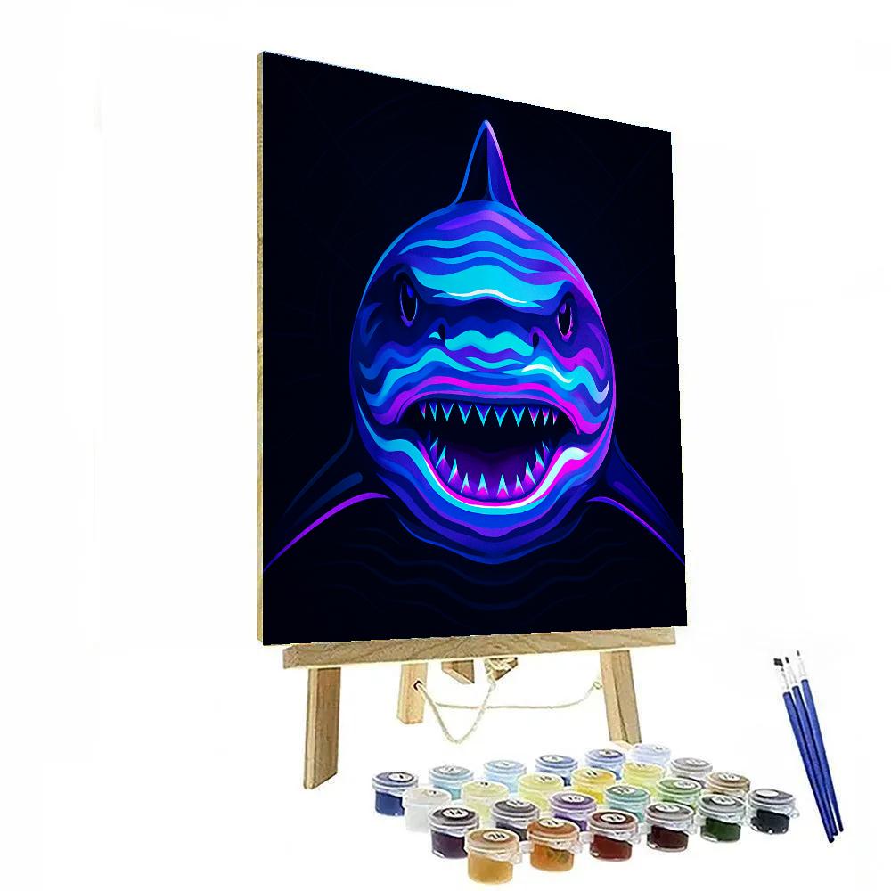 Neon Tide Shark Monarch Number painting