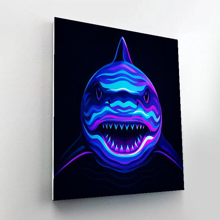 Neon Tide Shark Monarch Number painting