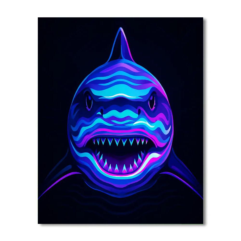 Neon Tide Shark Monarch Number painting