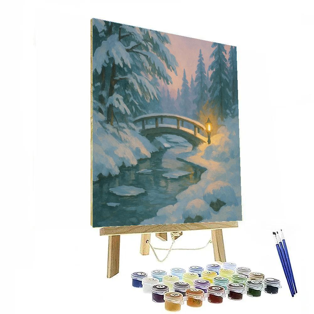 Lanternlit Creek Bend At Dusk Number painting