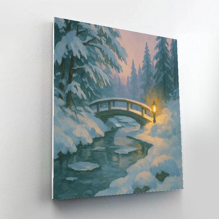 Lanternlit Creek Bend At Dusk Number painting