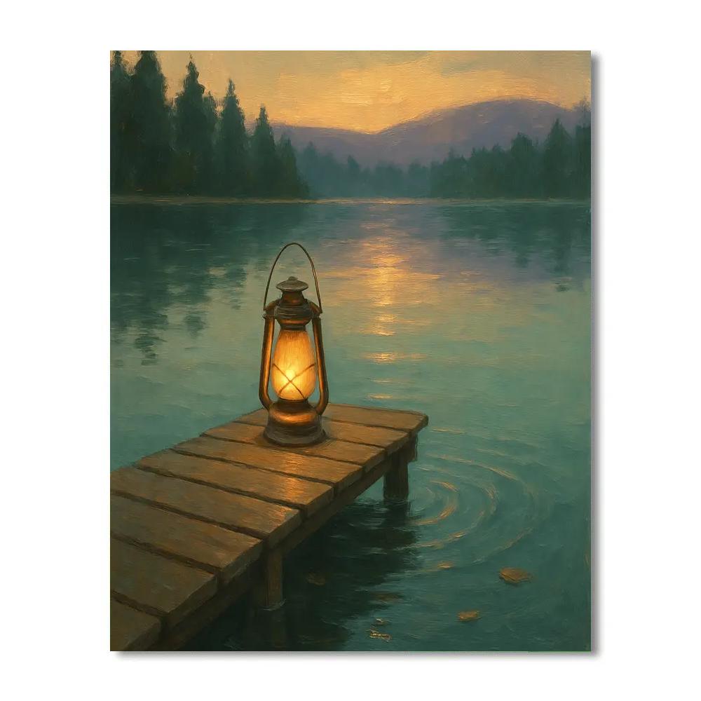Lantern Dock At Amber Dusk painting number kit