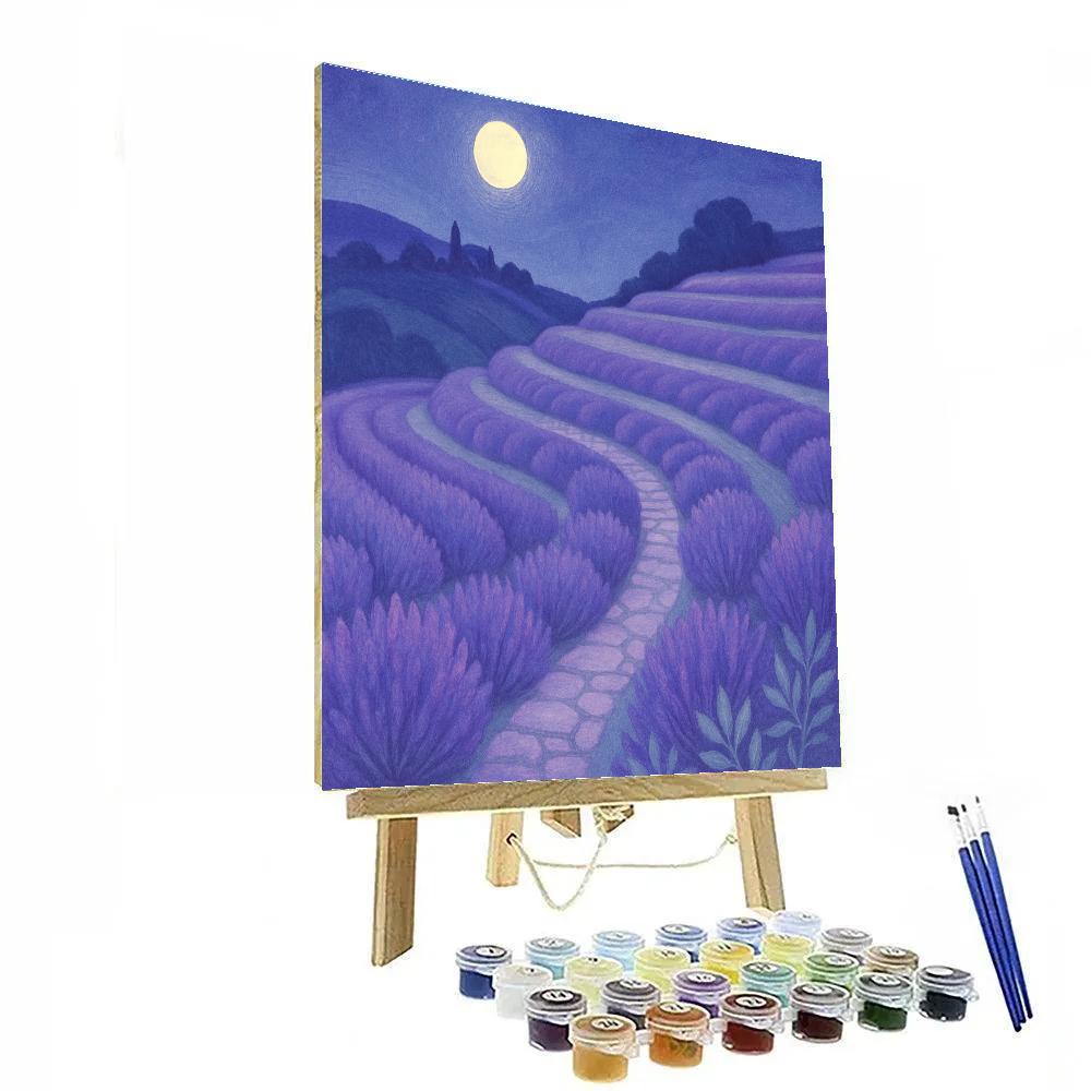 Moonlit Lavender Terrace Fields paint by color