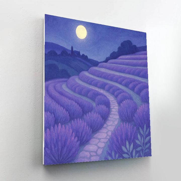 Moonlit Lavender Terrace Fields paint by color