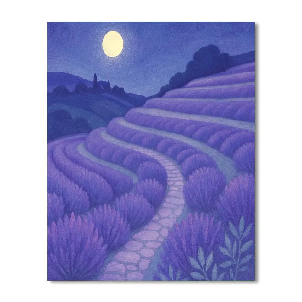 Moonlit Lavender Terrace Fields paint by color