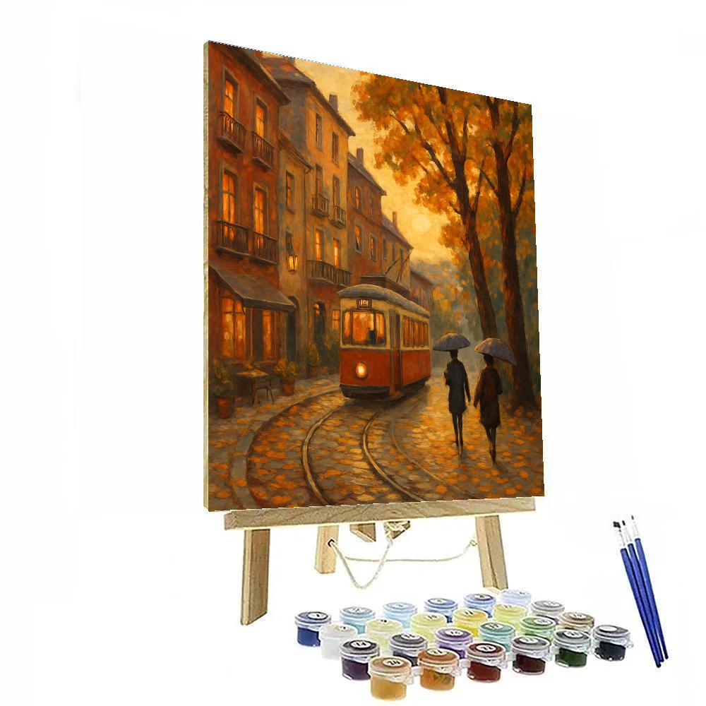 Autumn Tram Through A Hillside Old Quarter DIY paint by numbers
