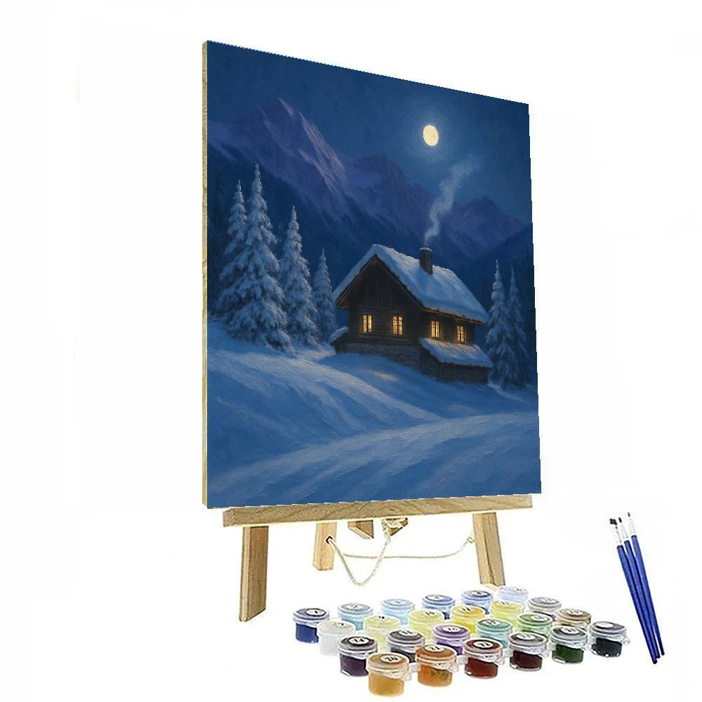 Moonrise Over The Silent Chalet Ridge paint by numbers