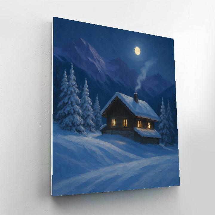 Moonrise Over The Silent Chalet Ridge paint by numbers