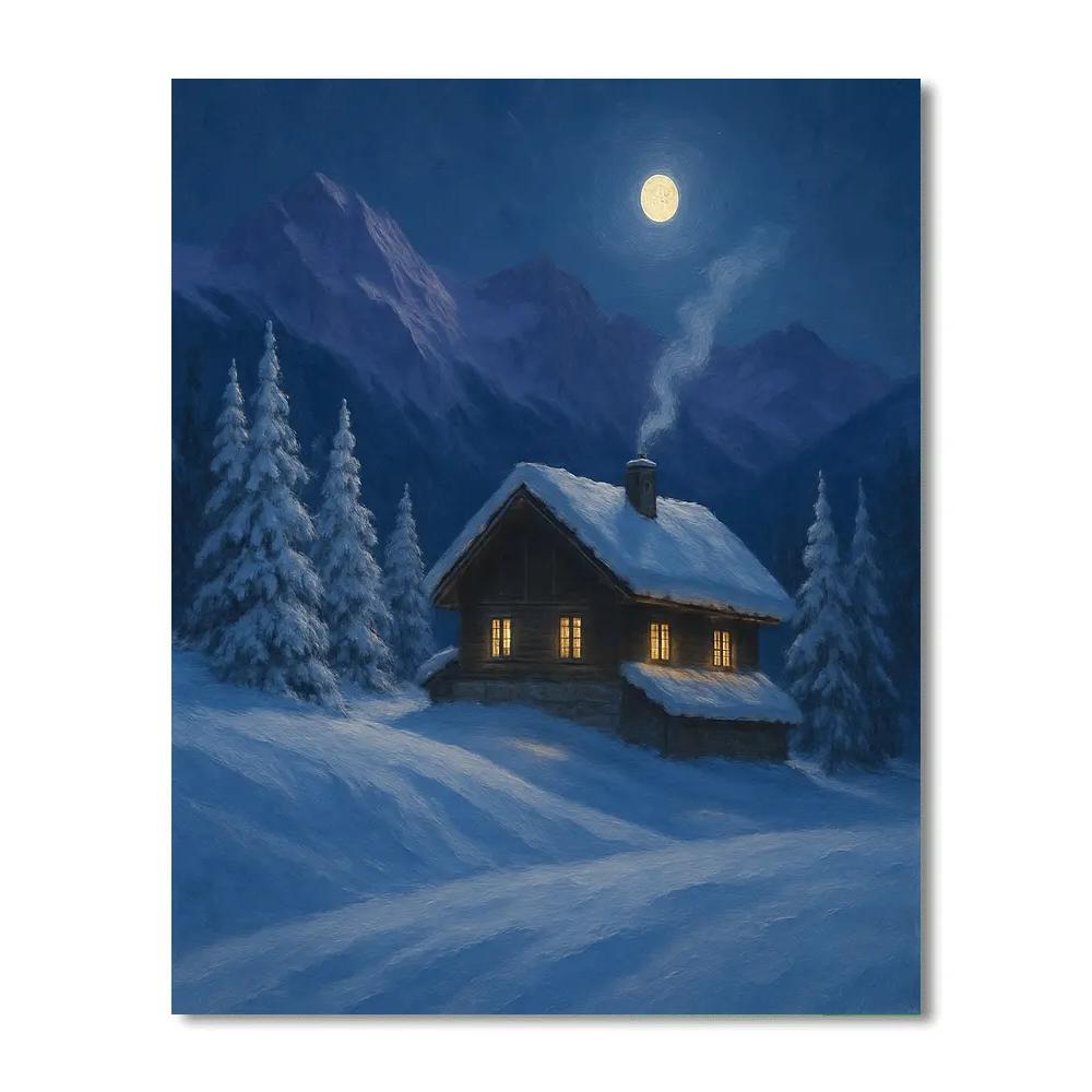 Moonrise Over The Silent Chalet Ridge paint by numbers