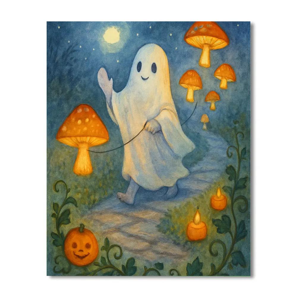 Moonlit Mushroom Garden Parade paint by numbers