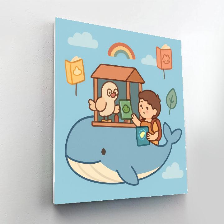 Sky Library On A Floating Whale Paint by numbers kits
